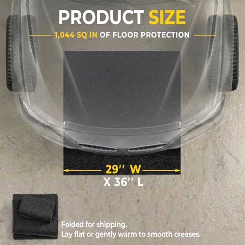 Golener Oil Spill Mat - Garage Floor Mat, Absorbent Oil Pad, Premium Maintenance Mat, Waterproof, Contain Liquid, Protect Garage Surface from Spill & Stain, Reusable, Washable, Durable, Black, 29”x36” - size: 2'5" x 3' (Rectangular)