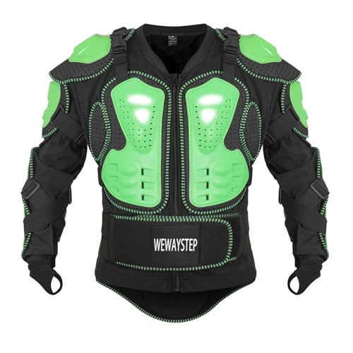 Motorcycle Protective Jacket Full Body Armor, Chest Spine Protection Dirt Bike Gear for Men Motocross MTB Racing - color: Green, size: Medium