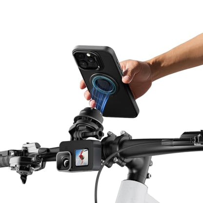 Quick Launch Magnetic Motorcycle Phone Mount, Anti-Vibration Handlebar Bracket with Secure Lock for Bike Scooter Moto MTB, 360° Blind Installation for Phones (QB01-Bike-Pro) - style: QB01