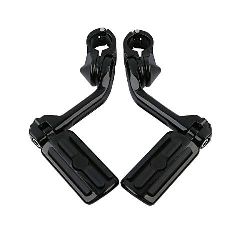 TCMT Highway Pegs Fit For Harley Softail Sportster Electra Road Glide Road King Street Glide with 1.25" Engine Guard 1 1/4 Highway Bar - color: Black, size: Style B Long Angled