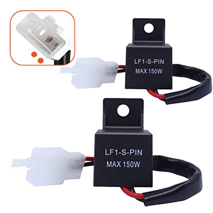 2 Packs 2-Pin 12V Electronic LED Flasher Relay LF1-S-PIN MAX 150W - Rate Control Flasher Relay for Motorcycle Fixes Turn Signal Bulbs Hyper Flash - Premium Part by MQparts