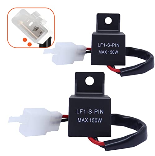 2 Packs 2-Pin 12V Electronic LED Flasher Relay LF1-S-PIN MAX 150W - Rate Control Flasher Relay for Motorcycle Fixes Turn Signal Bulbs Hyper Flash - Premium Part by MQparts
