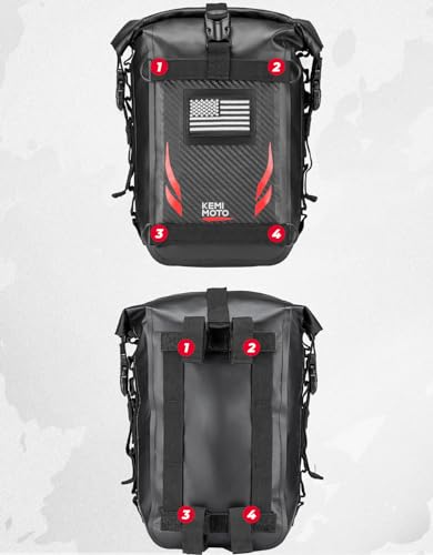KEMIMOTO Universal Waterproof Motorcycle Tail Bag, Front Bumper Frame, Side Bag, Saddle Pannier Bag, Universal Fit for Dirt Bike, Adventure & Street Motorcycles 6.5L Red - color: Red
