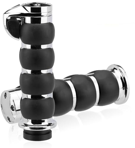 LKV 1 Inch Motorcycle Grips for Cable Throttle Handlebars – Fits Select Harley Sportster 883/1200 (Cable Throttle Only), Dyna & Touring Models | Not for Electronic Throttle - color: Style5-Chrome