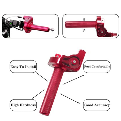 Motorcycle Throttle Grip 7/8" 22mm CNC Aluminum Quick Twister with Throttle Cable for KLX CR CRF EXC XR CRF50 CRF230 50 110 125 230 250 Dirt Pit Bike Motocross Motorbike Quad ATV - color: Style-B-Red
