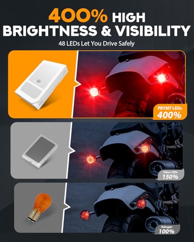PBYMT New 1157 LED Motorcycle Rear Turn Signals Bulbs 2 Inch Bullet Lights with Smoked Lens Covers Fit for Harley Davidson Touring Dyna Softail Sportster Street Glide Road Glide Iron 883, 2PCS