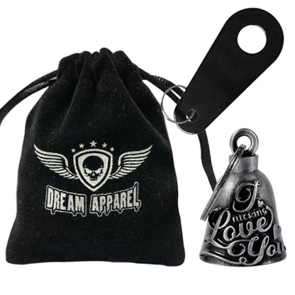 Dream Apparel Motorcycle Bell Guardian Angel Drive Away Gremlin, Biker Bell for Men Women Rider Riding, Good Luck Gift - color: I Fucking Love You