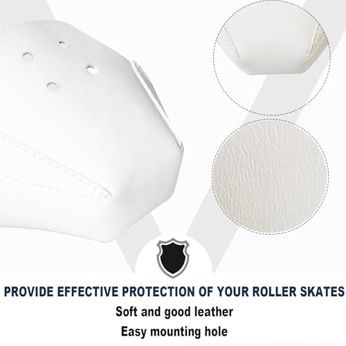 100% Real Cowhide | Toe Cap Guard Protectors | Roller Skate Derby Speed 1 Pair(White) - color: White