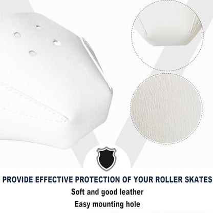 100% Real Cowhide | Toe Cap Guard Protectors | Roller Skate Derby Speed 1 Pair(White) - color: White