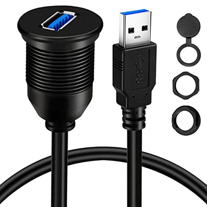 Single Port USB 3.0 Male to Female AUX Car Mount Flush Cable Waterproof Extension for Car Truck Boat Motorcycle Dashboard Panel 1ft - size: 1ft