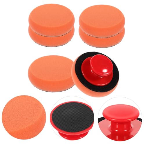 ABOOFAN Automotive Polishing Pads Set of Buffing Pads Sponge Round Plastic Handle Car Polishing Set Buffer Polisher for Cars Motorcycles Boats