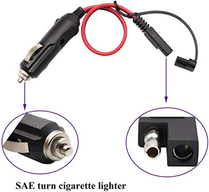 SAE Cigarette Lighter Charger Cable,16AWG 12V Cigarette Lighter Male Plug to SAE 2 Pin Quick Release Disconnect Connector Plug Adapter Extension Charging Cable with Fuse(0.3m/1ft-2Pack-M) - color: 0.3m-Male-2Pack