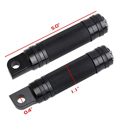 NTHREEAUTO Black Mounting Footpegs, Male Billet Footrests, Motorcycle Passenger Pedals Compatible with Harley Sportster, Dyna, Road King - color: Black-2