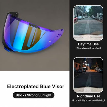 Shoei RF-1400 Helmet Visor Replacement for X15 CWR-F2 RF-1400 Z8 NXR2, CWR-F2 Shield Windshield Anti-Scratch UV Protection (Electroplated Blue) - color: Electroplated Blue