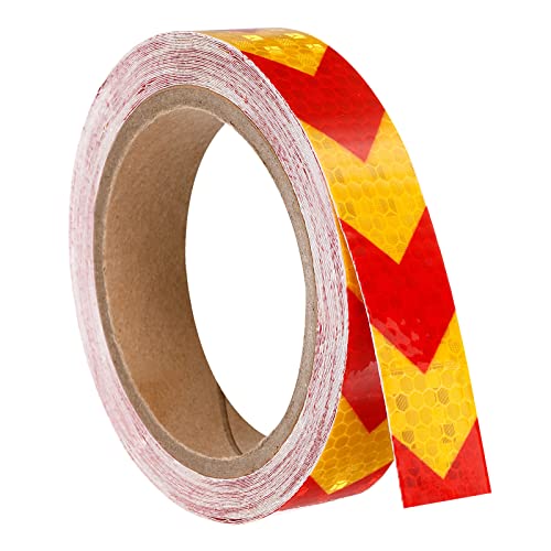 PATIKIL Reflective Tape, 1 Roll 30 Ft x 1-inch Waterproof Adhesive High Visibility Caution Warning Safety Tape Reflector for Trucks Trailers Cars, Arrow Yellow Red - color: Yellow Red, size: 30 ft x 1-inch