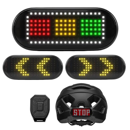 Bike Helmet Light - Smart Helmet Accessories for Motorcycle, Scooter, Ebike, Snowmobile - Safety Warning LED Screen with Remote Control, Panel with Turn Signal for Commuting & Night Riding Use