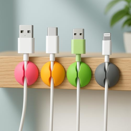 12 PCS Cable Organizer Set Wire Possessioner Cord Management Clips for Tangle-Free Storage and Desk Cable Organization Mix - color: Multicolored