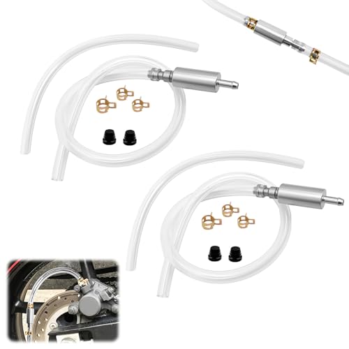 2PCS Brake Bleeder Hose, One Way Check Valve Tube Bleeding Tool Kit for Car Motorcyle Clutch, Motorcycle Brake Bleeder Kit with Nozzle Cap & Clamp, Car Clutch Fluid Replacement Hose