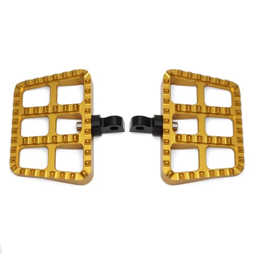 Motorcycle Mini Floorboards Foot Pegs Mx Wide Footrests Pedals Fit For Harley Dyna Fat Bob Touring Street Glide Road King Road Glide Electra Glide Sportster 883 Softail Breakout Universal (Gold) - color: Gold