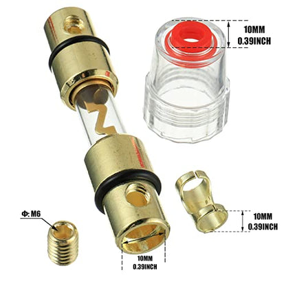 BOJACK 4-8 Gauge AWG in-line 20A AGU Fuse Holder with 20 Amp AGU Fuses for Car Audio, Alarm, Amplifier, Compressors, Waterproof Inline Fuse Holders (20A) - size: 20A