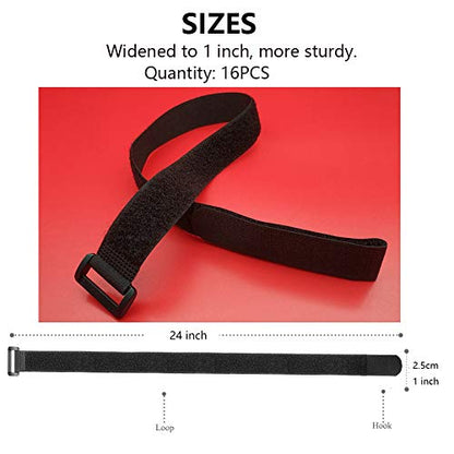 [16 Pack] Cable Straps 24 inch, Reusable Fastening Cable Ties Set, Adjustable Multipurpose Hook and Loop Securing Cinch Straps for Cord Management (1 inch Wide) by Tangser … - size: 1'' x 24 ''- 16pcs