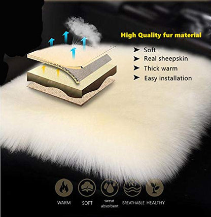 Sheepskin Car Back Seat Cover Pad 18x53.5 inch Long Wool Seat Cushion Winter Warm Universal Fit Auto, SUV, Truck, Dinner Chair Office Chair Back Carbon Grey - color: Carbon Grey, size: 18x53 Inch (Pack of 1)