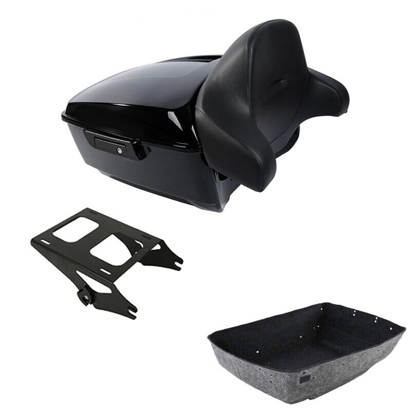 TCMT 13.7" King Motorcycle Trunk Backrest Pad Two Up Mounting Rack Fit For Harley 2014-2025 Touring CVO Road King Road Glide Street Glide Electra Glide Pack - color: Style B Black 2 Up Rack#1
