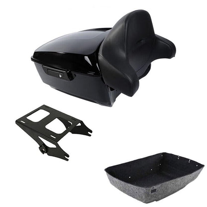 TCMT 13.7" King Motorcycle Trunk Backrest Pad Two Up Mounting Rack Fit For Harley 2014-2025 Touring CVO Road King Road Glide Street Glide Electra Glide Pack - color: Style B Black 2 Up Rack#1