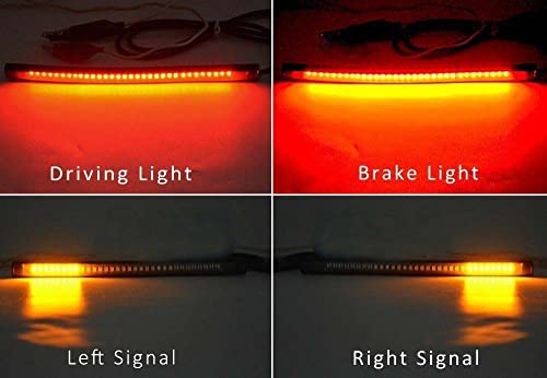 Riloer Flexible 48 LED Motorcycle Light Bar Strip Flexible Motorcycle Brake Lights Turn Signal LED Motor Light Tail Stop Strip Light