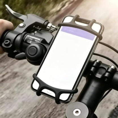 360° Rotatable Anti-Shake Bike Phone Mount Silicone Universal Secure Holder for Motorcycle E-Bike Navigation (Black) - color: black
