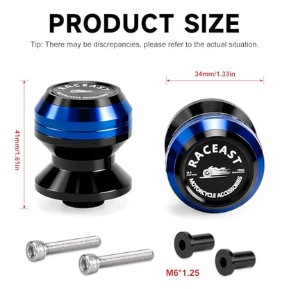 M6 Swing Arm Spool Sliders Universal CNC 6MM Rear Swingarm Sliders Stand Compatible With R7 YZF R1 R3 R6 R6S YZF600R FZ1 FZ6 FZ6R FZ8 FJ09 FZ09 FZ10 MT09 MT10 (Blue - M6) - color: Blue - M6