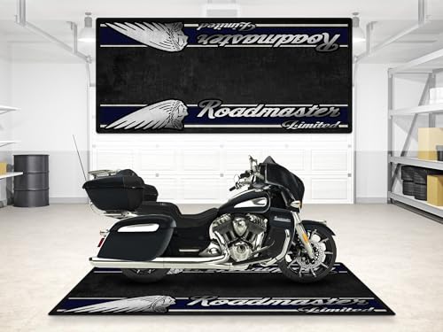 Parking Mat for Roadmaster Limited Motorcycle Model, Display and Pit Mat, Washable Non-Slip Garage, Showroom Mat, Rug (Black Azure Crystal, Size 1 : 86.6 x 39.4/220 x 100 cm) - color: Black Azure Crystal, size: Size 1 : 86.6 x 39.4 "/ 220 x 100 cm