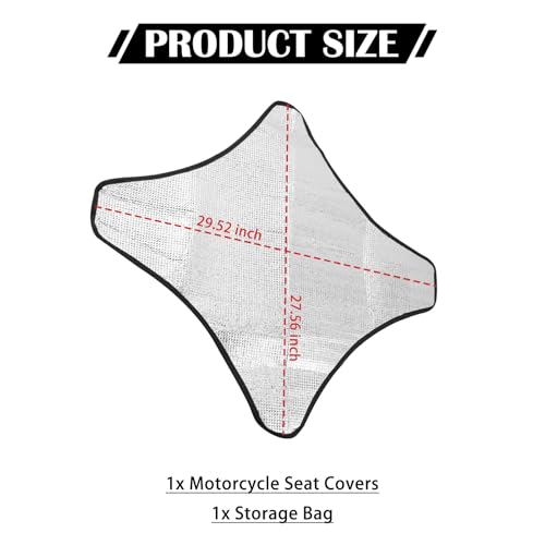 Motorcycle Seat Covers with Adjustable Cord,Portable Motorcycle Seat Cushion Cover for Cooling and Sun Protection,All-Season Motorcycles Cooling Seats Cover with Drawstring Bag