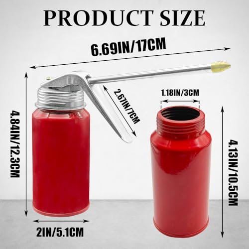 2PCS Oil Can Pump Oiler, Manual Pump Oiler, Pump Oil Can with Metal and Long Spout, 200ml Gun Oiler Spray Can Hand Pump Oil Cans Accessories for Lubrication Need of Cars Motorcycles
