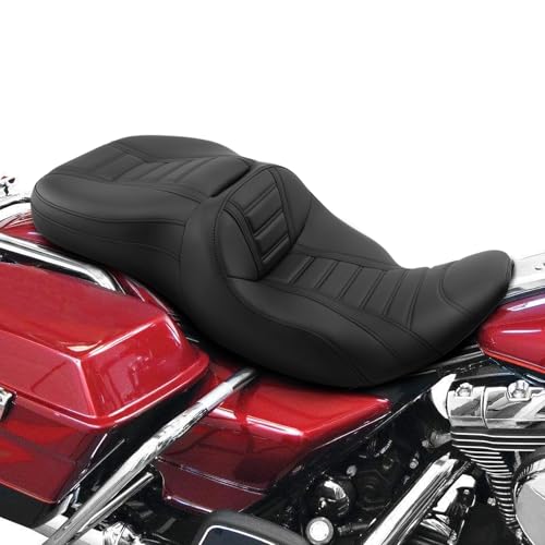 Rider Cushion, SLMOTO Motorcycle Seat Driver Passenger Seat for Harley Davidson Touring Electra Glide Road King Road Glide Street Glide1997-2007 Black - style: Black