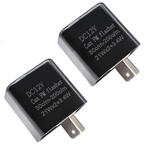 12V 2Pin Flasher Relay Speed Adjustable Indicators LED Light Flasher for Motorcycle LED Indicators Turn Signal Light (Black-2pcs) - color: Black-2pcs