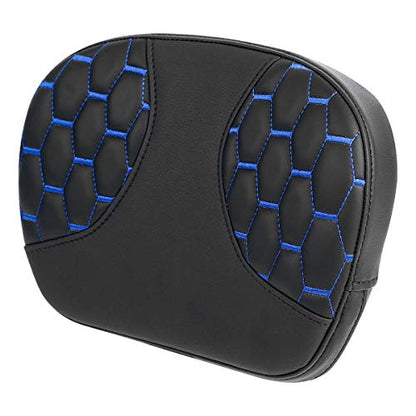 SLMOTO Detachable Leather Passenger Sissy Bar Backrest Pad Bracket Fits For Harley Touring Road King Electra 2014-2023, Blue Stitching - color: Blue Passenger Backrest PAD