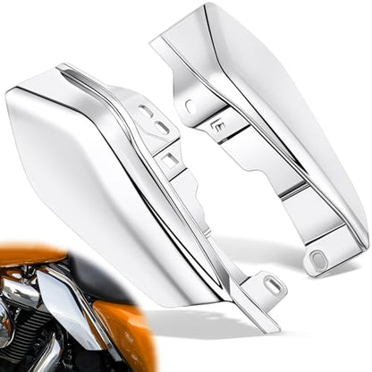 PBYMT Mid Frame Air Deflectors Heat Shield Compatible for Harley Touring Road King Street Electra Glide 2009-later Also Compatible with Models Equipped with Coolflow Fan(Chrome)