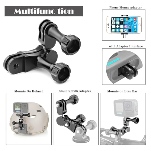 Forevercam Sturdiness Aluminum 360 Degree Rotation Camera Mount for Gopro Hero 13 12 11 10 9 8 DJI Osmo Insta360 AKASO and Other Action Camera Lock Any Direction Extension Mount Bike Handlebar