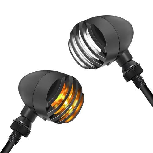 NTHREEAUTO LED Motorcycle Turn Signals Blinkers Smoked Front Running Light Universal Compatible with Harley Sportster Honda Shadow Suzuki Yamaha Kawasaki Vulcan Ninja Bobber 12V Motorbikes - color: Smoked/Amber+White