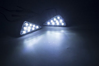 Triangle Flush LED Motorcycle Turn Signals Blinkers Indicator Lights 1 Pair (White) - color: White