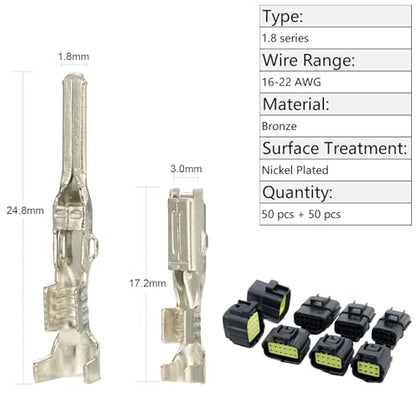 440Pcs Automotive Electrical Pin Connectors Kit 1.5/1.8/2.5/2.8mm Pin Terminals Wire Connector Pins Wiring Harness Pin Kit Crimp Terminal Pins for 22-12 Gauge Plug - color: 440pcs Pin Terminals