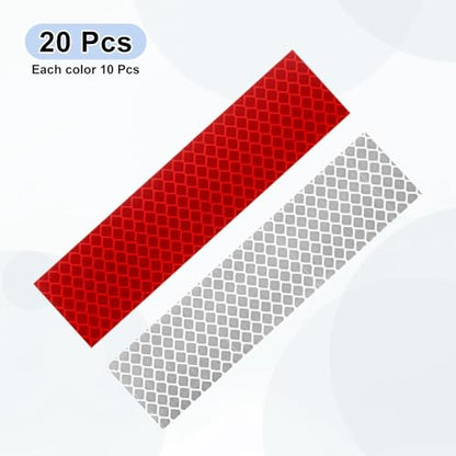 HARFINGTON Reflective Tape High Visibility Adhesive Stickers Outdoor Waterproof for Trailer Bike Car Motorcycle Helmet Mailbox - color: White Red