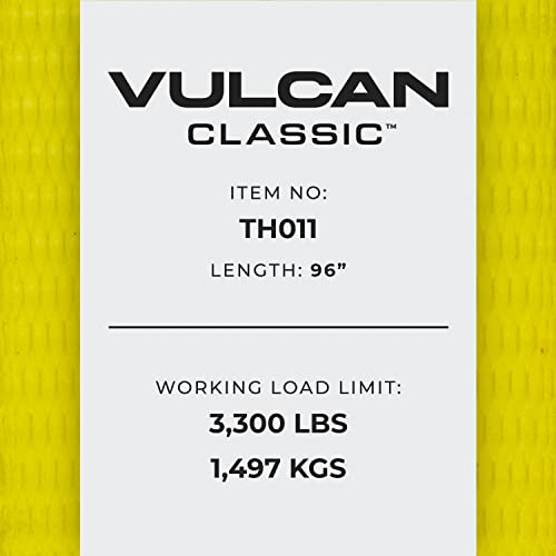VULCAN Wheel Dolly Tire Harness with Universal O-Ring - 2 Inch x 96 Inch - 4 Pack - Classic Yellow - 3,300 Pound Safe Working Load - Straps Only - Ratchets Sold Separately - color: Classic Yellow