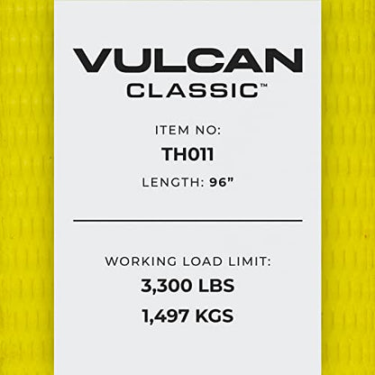VULCAN Wheel Dolly Tire Harness with Universal O-Ring - 2 Inch x 96 Inch - 4 Pack - Classic Yellow - 3,300 Pound Safe Working Load - Straps Only - Ratchets Sold Separately - color: Classic Yellow