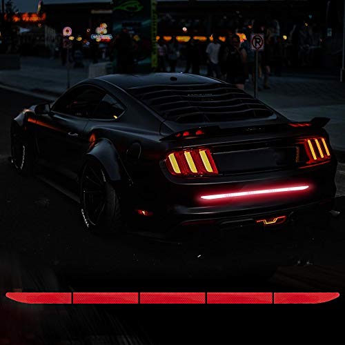 TOMALL 35.2'' Strong Reflective Stripe Stickers High-Intensity Night Visibility Reflective Decal Universal Safety Warning Diamond Grade Waterproof Self Adhesive for Car Trunk (Red) - color: Red