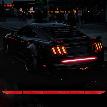 TOMALL 35.2'' Strong Reflective Stripe Stickers High-Intensity Night Visibility Reflective Decal Universal Safety Warning Diamond Grade Waterproof Self Adhesive for Car Trunk (Red) - color: Red