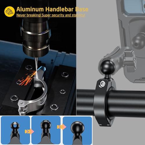 iMESTOU Waterproof ATV Phone Mount with Anti-Theft Design and 360° Rotation 1“ Ball Base Fits for ATV UTV 1.5''/1.75''/1.85''/2''/2.1'' Handlebars, Suitble for 3.5"-6.1" Smartphones (Size S) - size: S for 3.5"-6.1" Phones