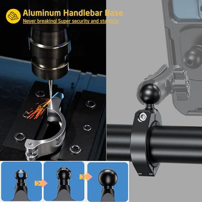 iMESTOU Waterproof ATV Phone Mount with Anti-Theft Design and 360° Rotation 1“ Ball Base Fits for ATV UTV 1.5''/1.75''/1.85''/2''/2.1'' Handlebars, Suitble for 3.5"-6.1" Smartphones (Size S) - size: S for 3.5"-6.1" Phones