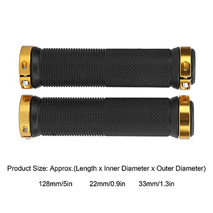 1 Pair Bike Handlebar Grips, Lightweight Rubber Handlebar Sleeve for Mountain Bike - color: Gold